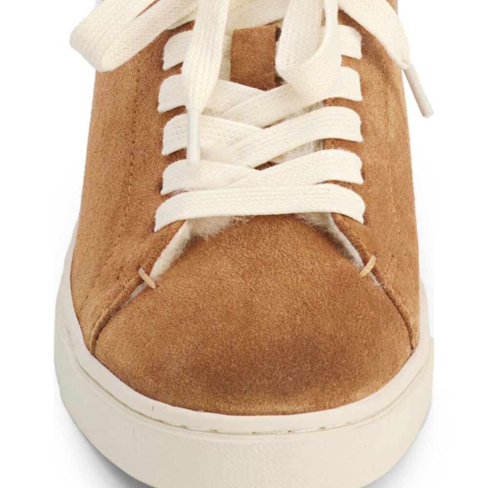 NEW Frye ivy genuine shearling sneaker mule - brown - silky suede leather 66 - Picture 5 of 9